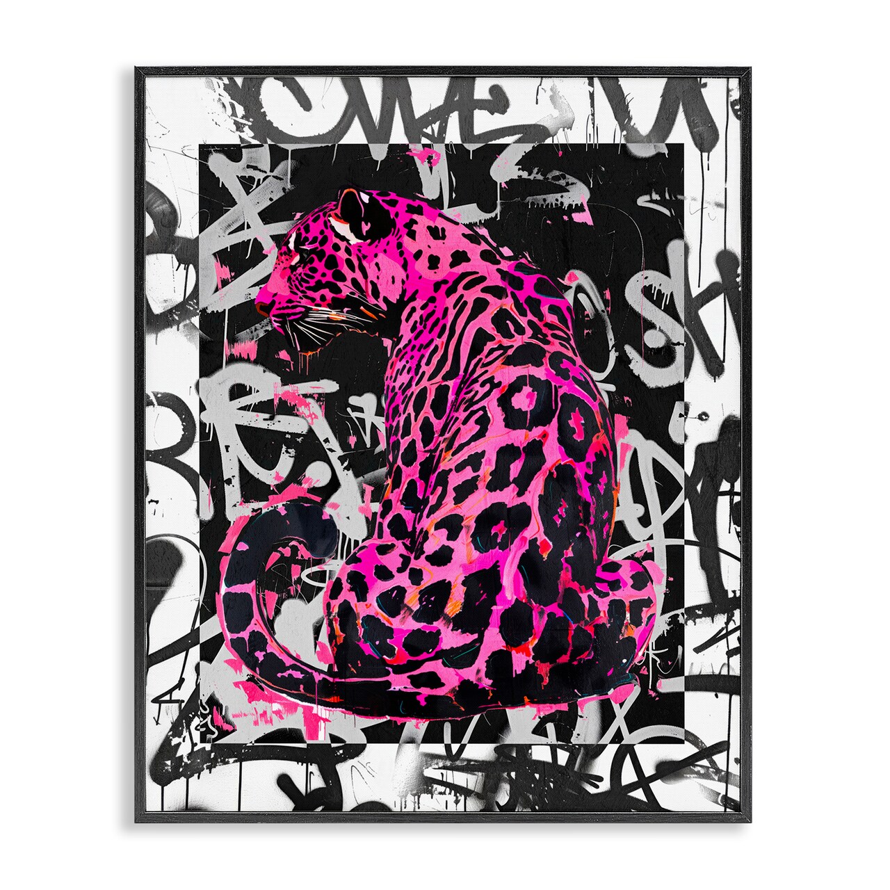 Stupell Industries Urban Graffiti Leopard Framed Giclee Wall Art Design by Svetlana Aleynikova